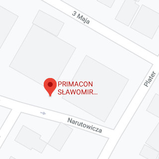 Mapa z zaznaczoną lokalizcją firmy Primacon